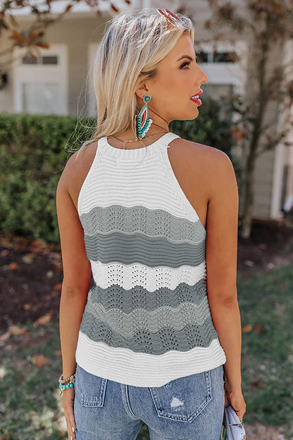 Khaki Knit Colorblock Tank Top