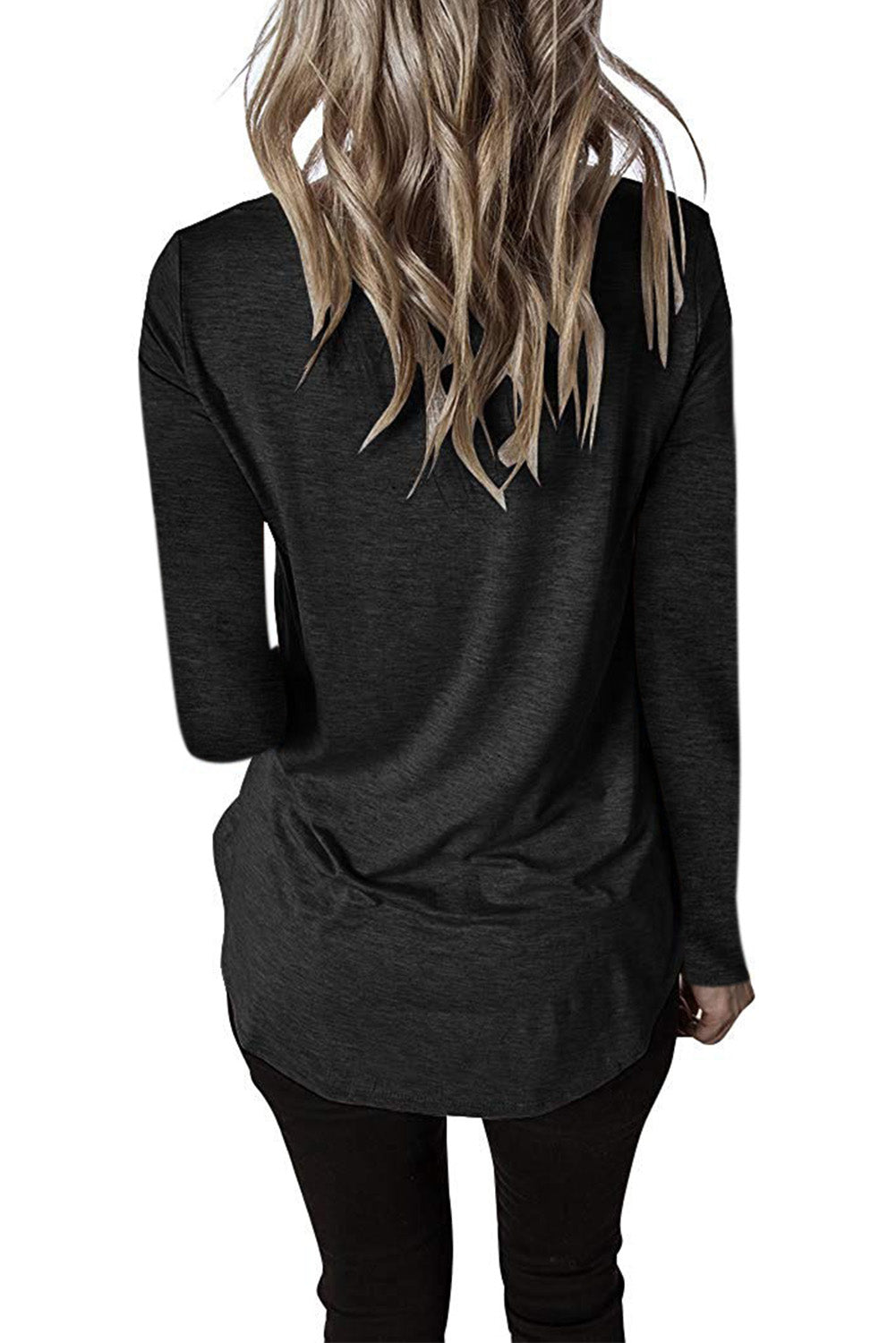 Top de manga larga con cuello en V entrecruzado