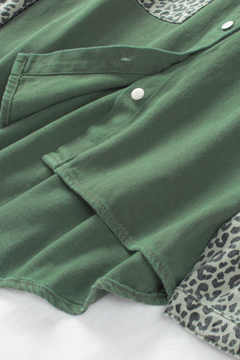 Sky Blue Contrast Leopard Denim Jacket