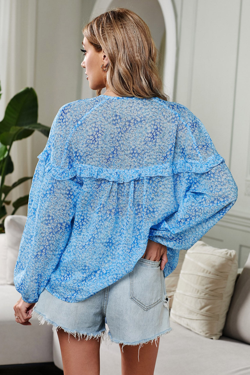 Chemisier à volants imprimé Sainte-Hélène