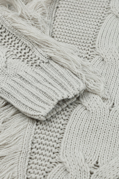 Twist Fringe Casual High Neck Sweater Dress