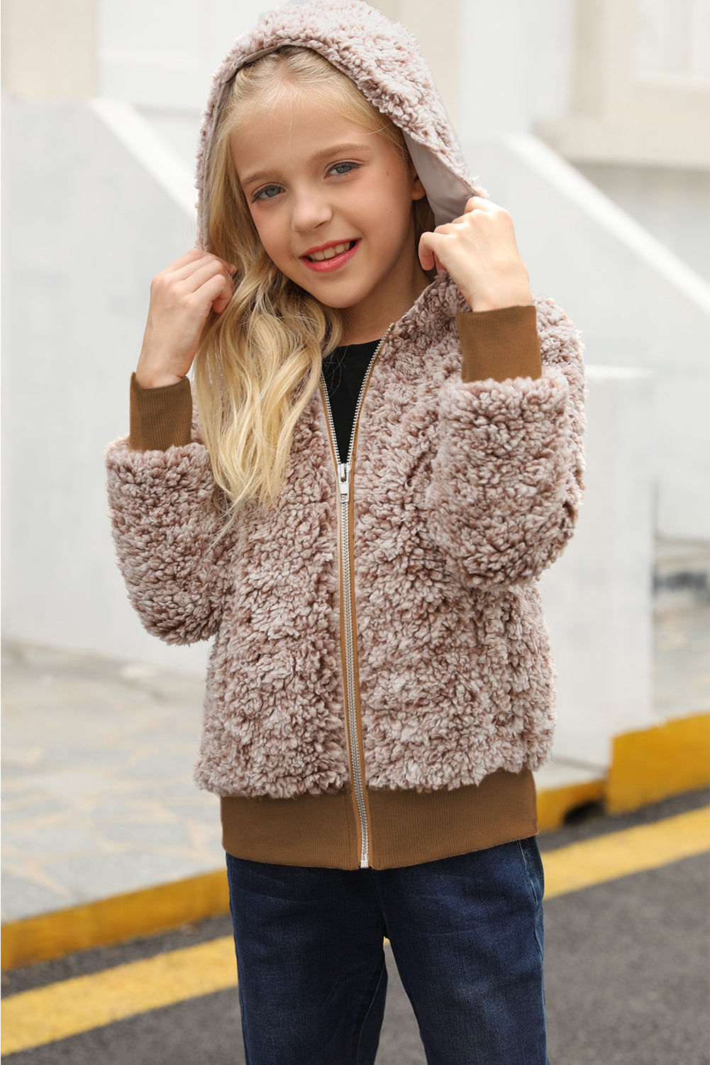 Girls' Faux Fur Bomber Jacket