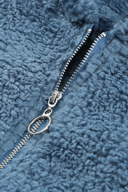 Sweat-shirt à capuche zippé 1/4 en sherpa avec kangourou