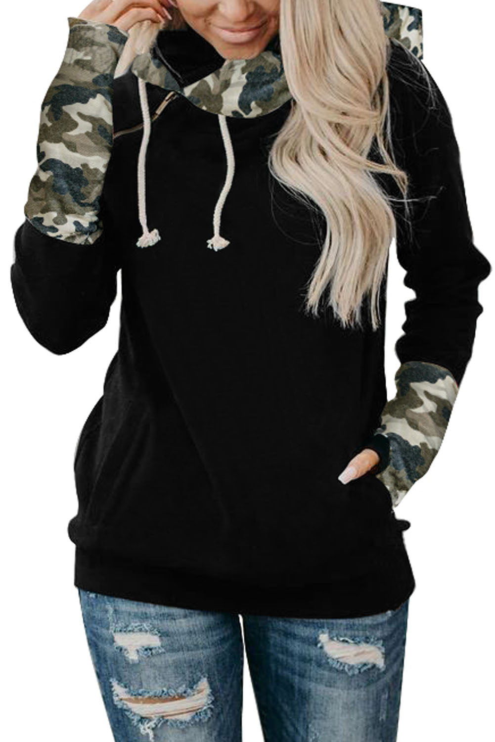 Sweat à capuche avec trou pour le pouce Double Hoods