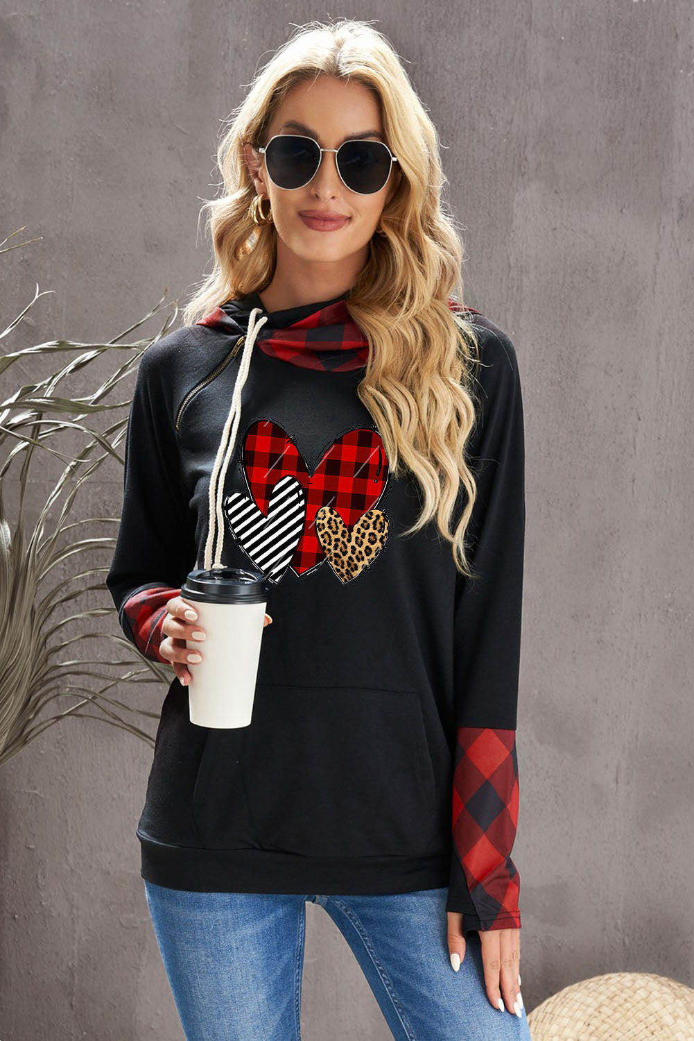 Sweat à capuche avec trou pour le pouce Double Hoods