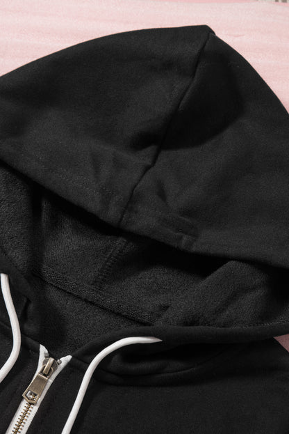 Sweat à capuche à manches longues et demi-fermeture éclair avec poche 