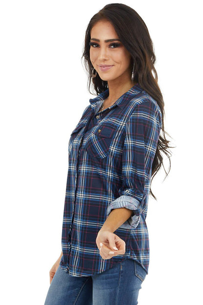 Plaid Button Shirt with Pockets