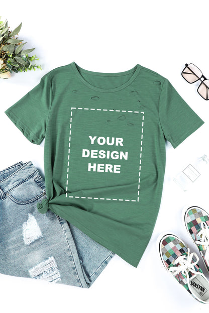 Camiseta mixta de algodón con cuello redondo y agujeros