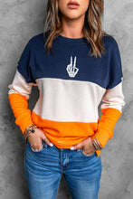 Colorblock Gray Contrast Stitching Sweatshirt with Slits