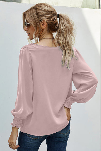 V Neck Lace Patchwork Red Blouse