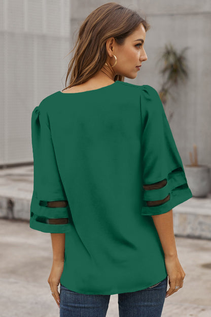 Flare Sleeve V Neck Loose Blouse