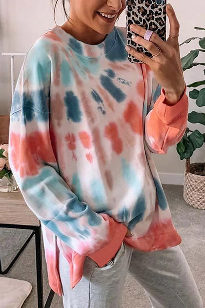 Sweat-shirt tie-dye à fentes latérales