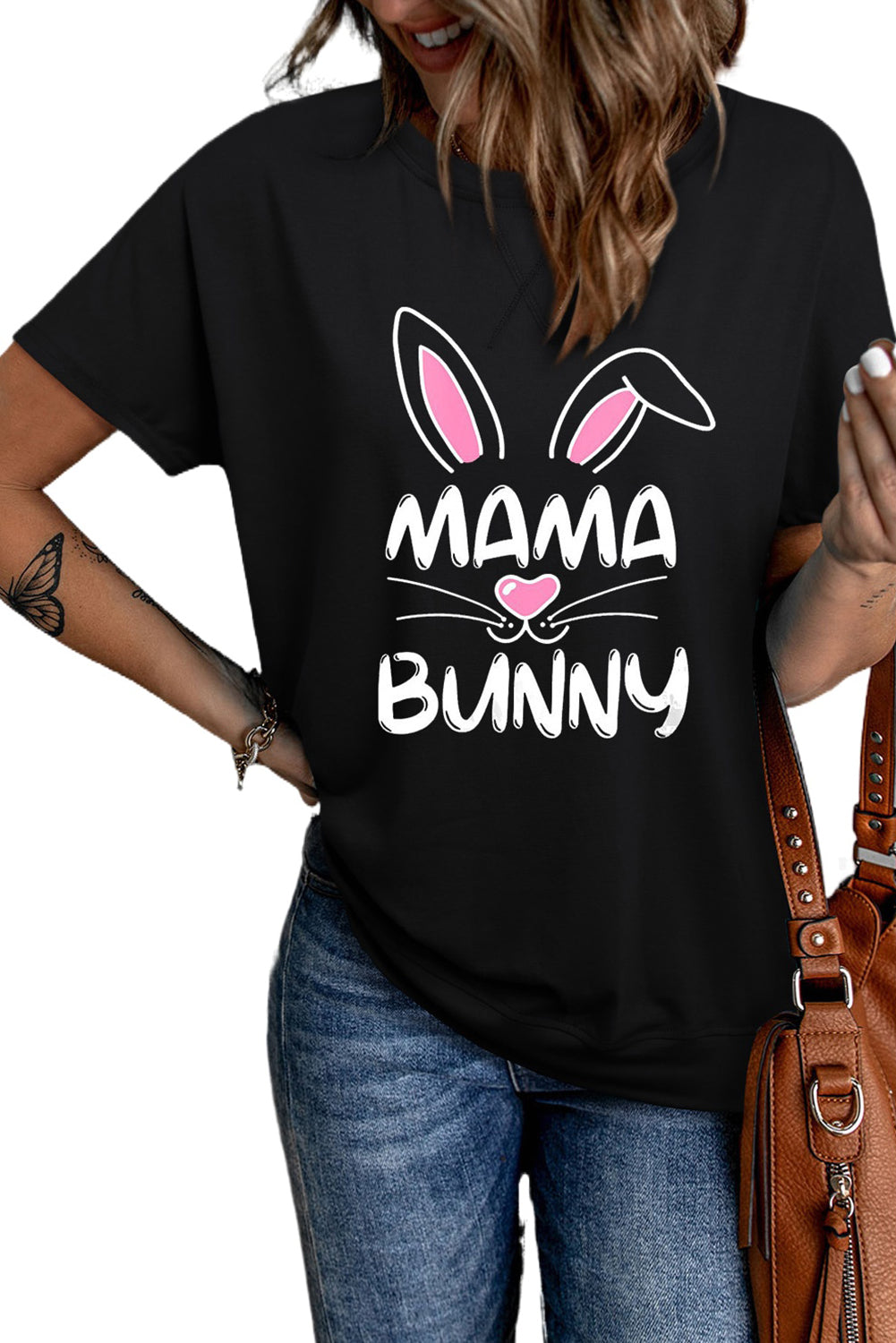 T-shirt uni à manches courtes et col rond 