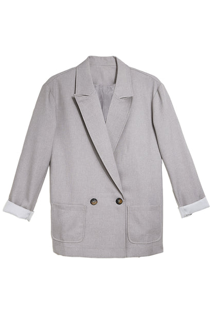 Buttoned Lapel Collar Blazer with Pocket