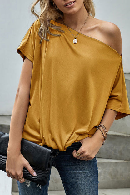 Haut ample décontracté à épaules dénudées et col bateau 