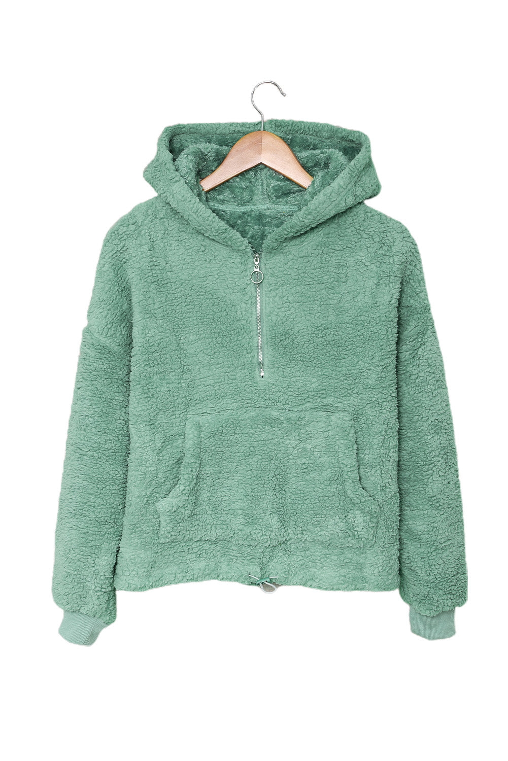 Sweat-shirt à capuche zippé 1/4 en sherpa avec kangourou