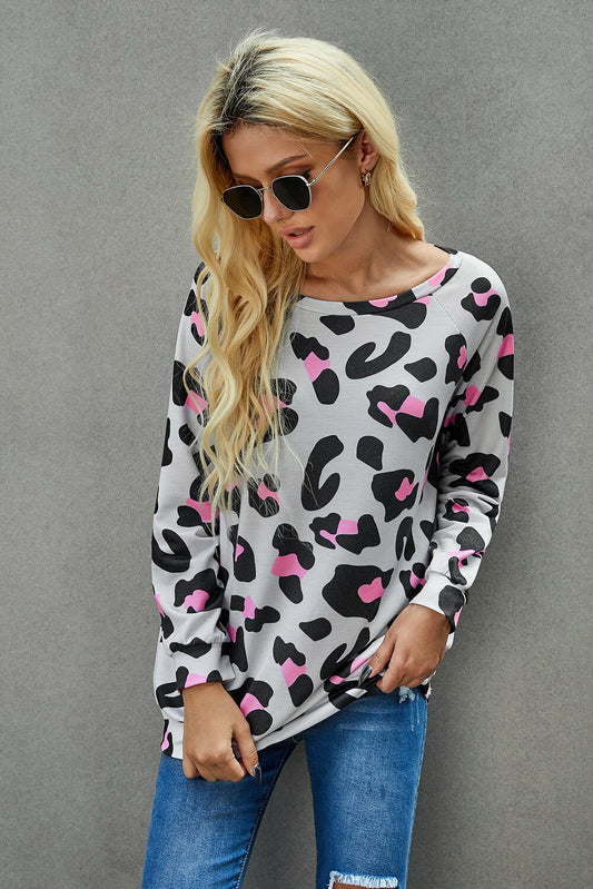 Top de manga larga de leopardo