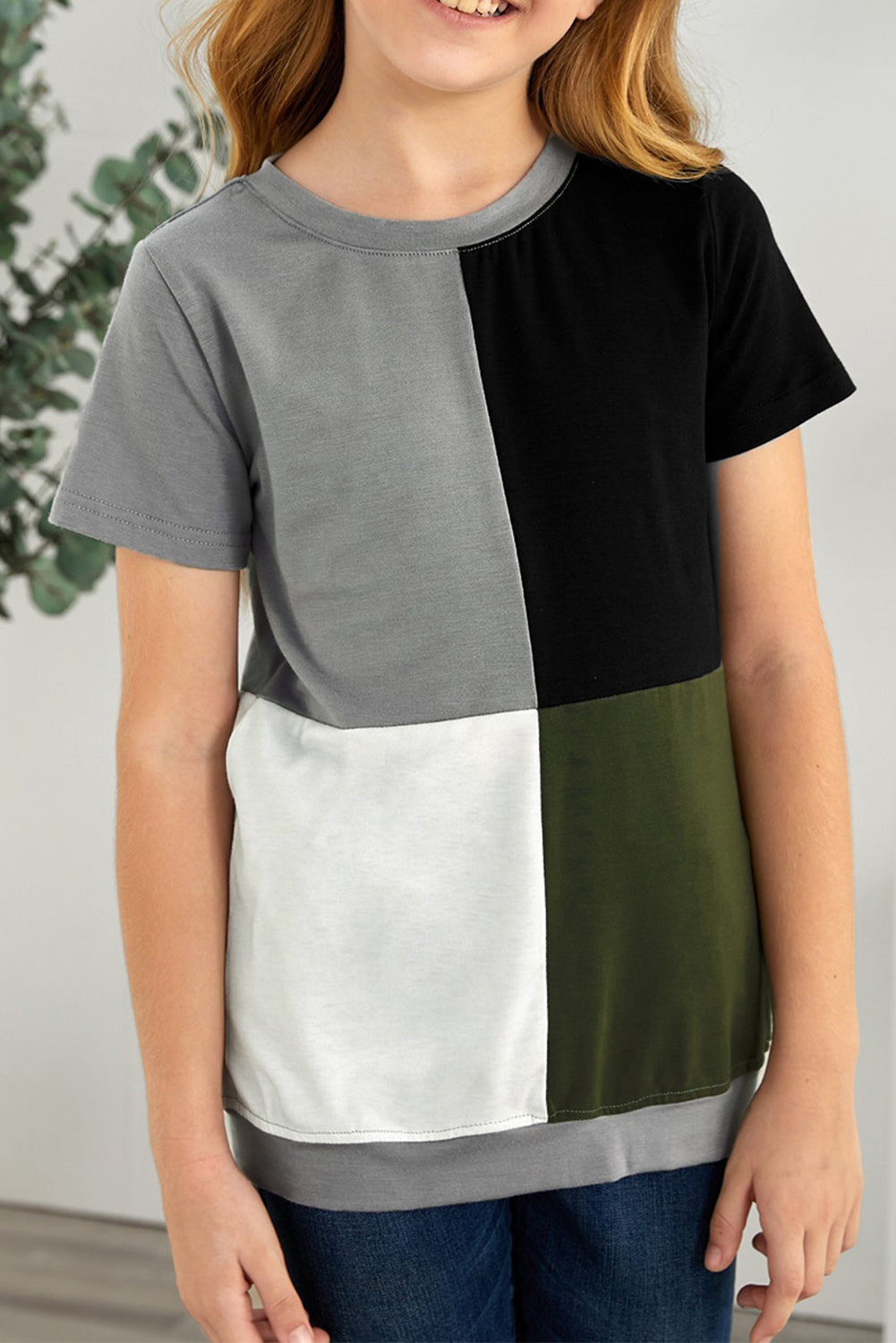 Camiseta colorblock rojo vino con aberturas