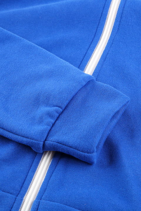 Zip-Up Pocket Drawstring Hoodie Jacket