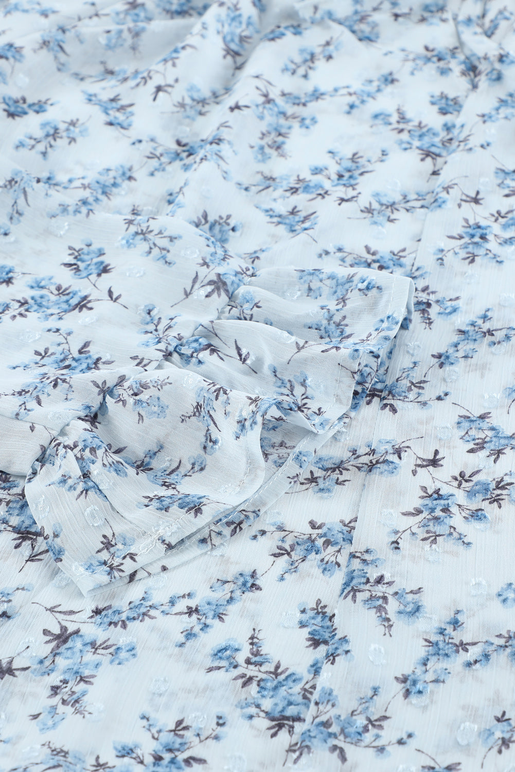 Floral Print Drawstring Long Bell Sleeve Blouse