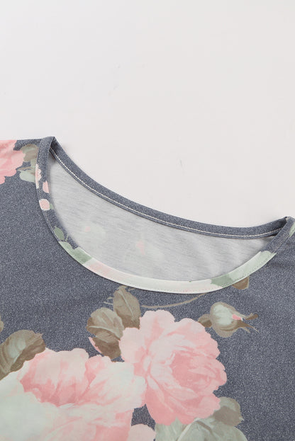 Camiseta Gris Estampado Floral