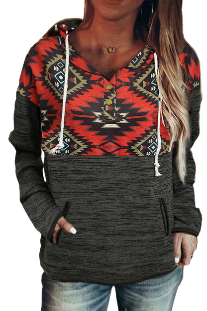 Tribal Geometric Print Hoodies with Pocket
