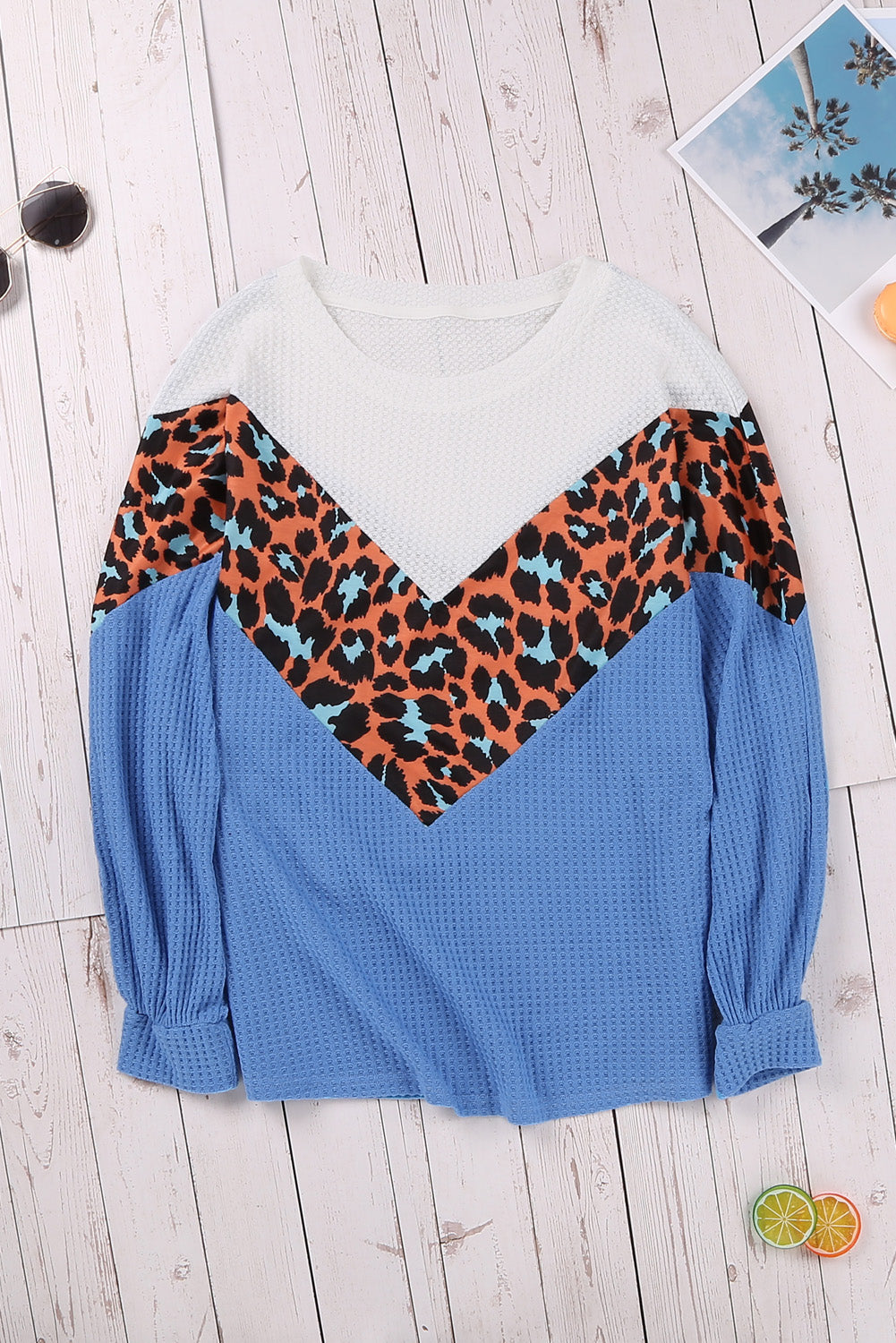 Top de punto con patchwork de leopardo colorblock