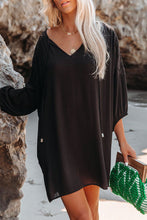 Split Neck Lace Shoulder Beach Dress
