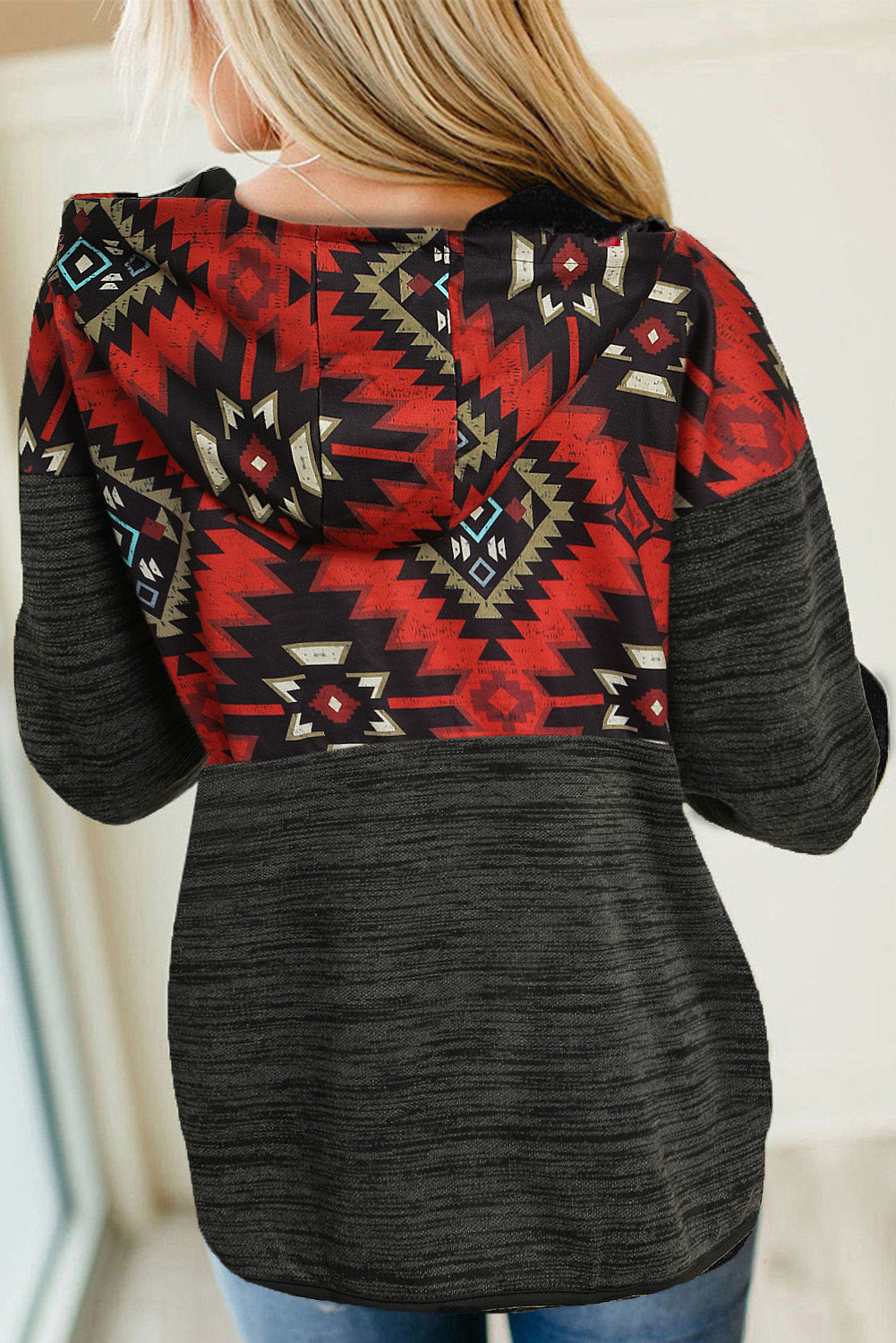 Tribal Geometric Print Hoodies with Pocket