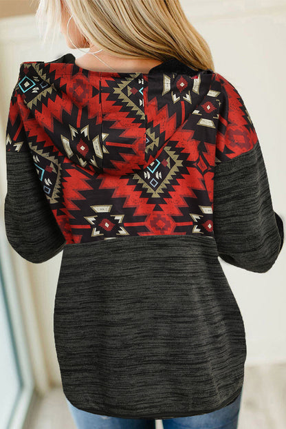 Tribal Geometric Print Hoodies with Pocket