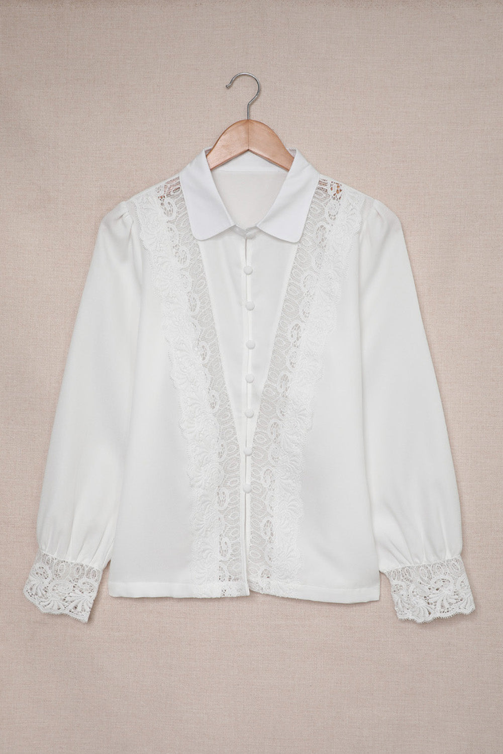 Chemise boutonnée à épissure de dentelle