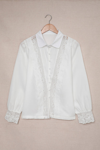Chemise boutonnée à épissure de dentelle
