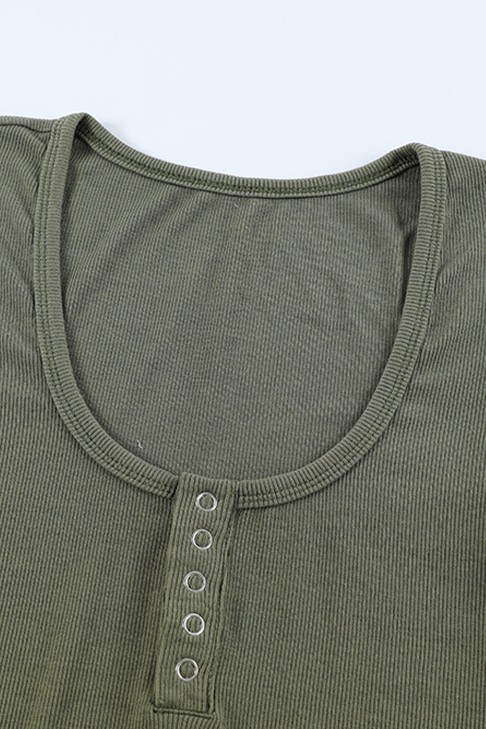 U Neck Button Knit Long Sleeve Top