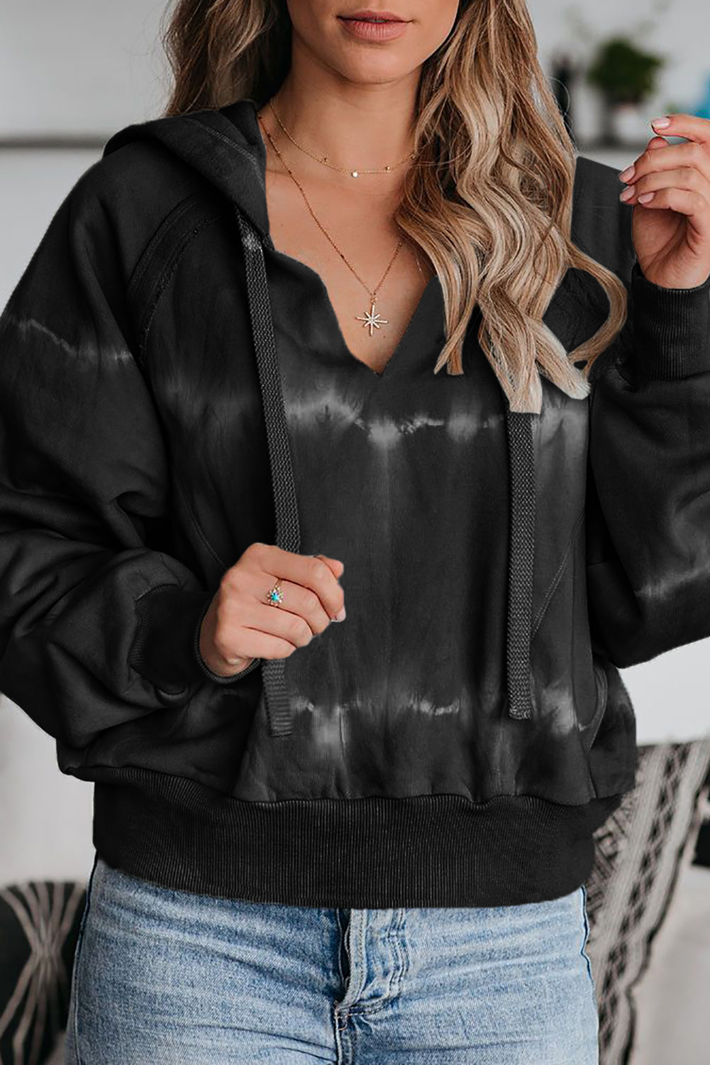 Sudadera tie-dye con bolsillo en algodón