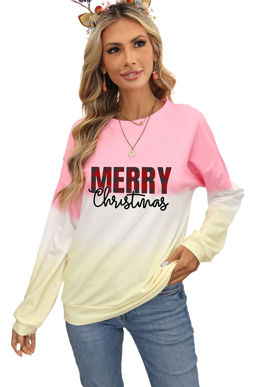 Color Block Tie Dye Pullover Sweatshirt