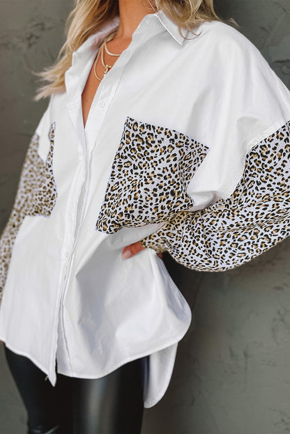 Chemise patchwork à manches longues et épaules tombantes