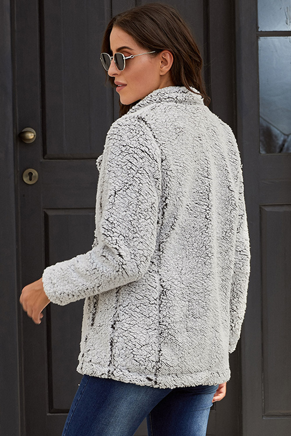 Chaqueta de felpa con solapa cruzada 