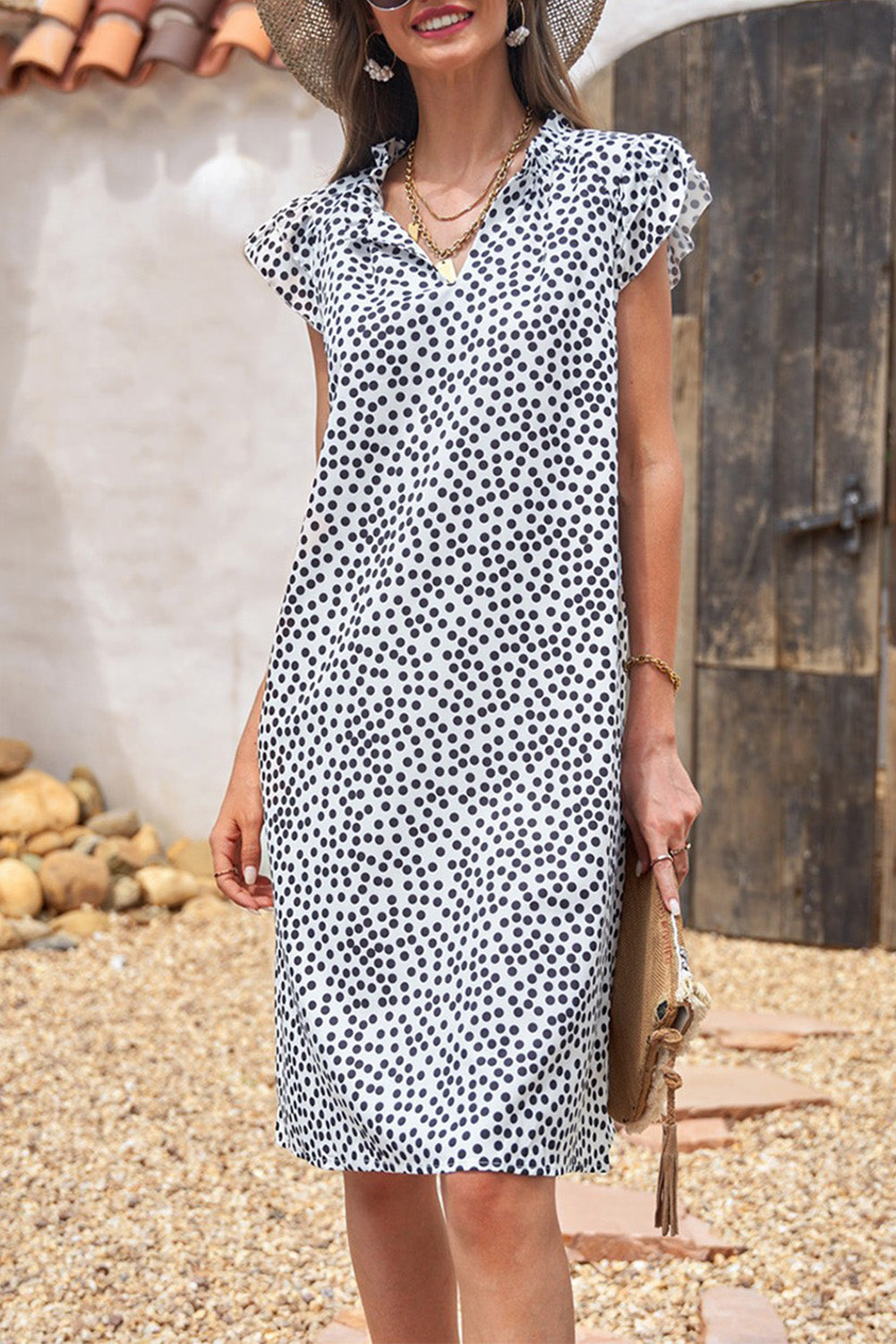 Ruffled Sleeves Shift Dress