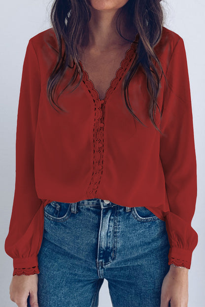 Lace Crochet Buttoned Long Sleeve Shirt