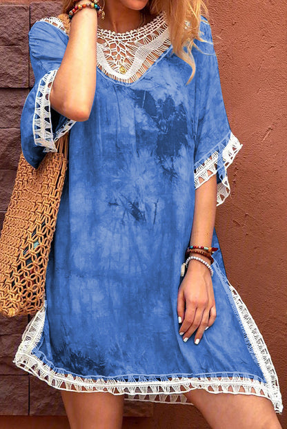 Vestido de playa teñido anudado a crochet 