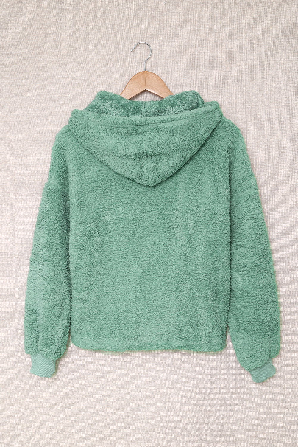 Sweat-shirt à capuche zippé 1/4 en sherpa avec kangourou