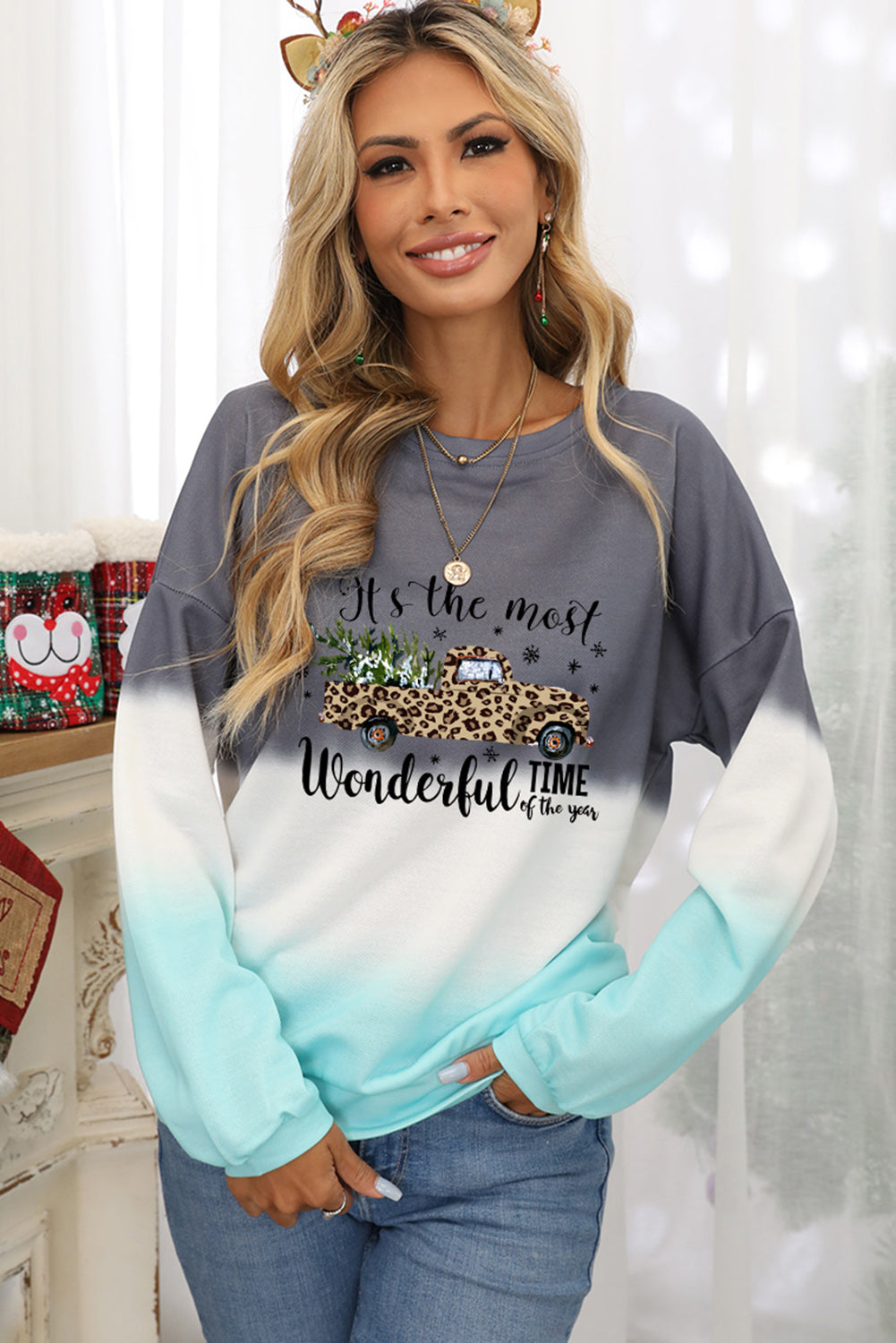 Color Block Tie Dye Pullover Sweatshirt