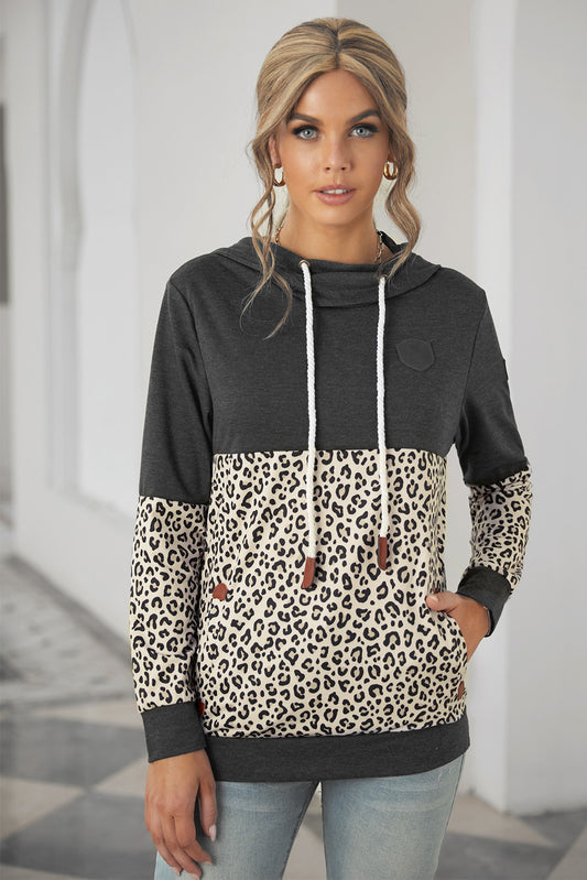 Sudadera con capucha con cordón y cuello vuelto con estampado animal