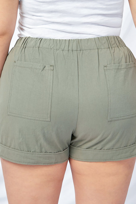 Elastic Waist Drawstring Pocket Shorts