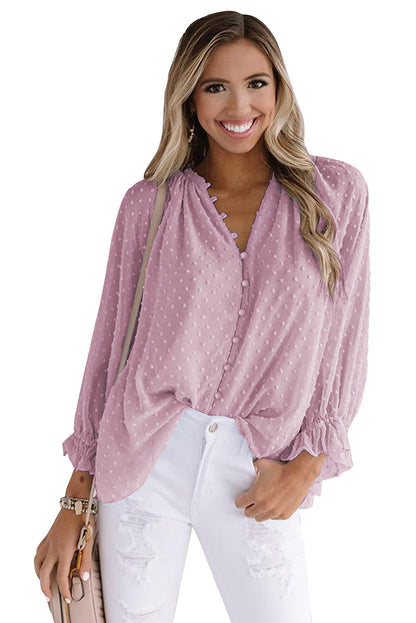 Chemise à pois suisses à boutons amples 