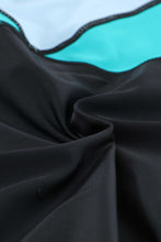 Color Block Zipper Long Sleeve Rash Guard Swimwear