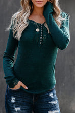 Lace Patchwork Ribbed Long Sleeve Top