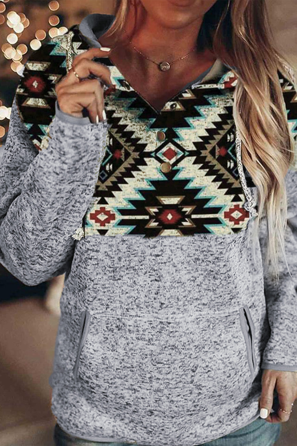 Tribal Geometric Print Hoodies with Pocket