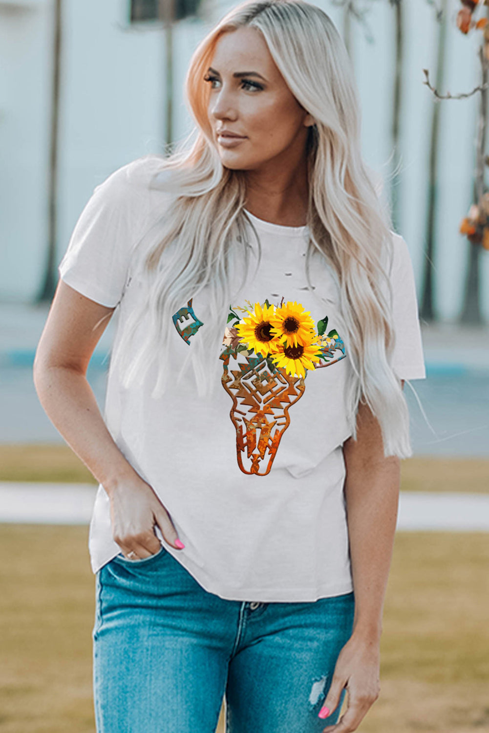 Camiseta mixta de algodón con cuello redondo y agujeros