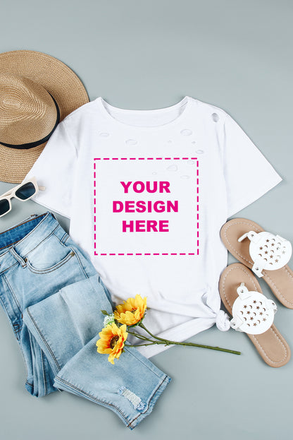 Camiseta mixta de algodón con cuello redondo y agujeros